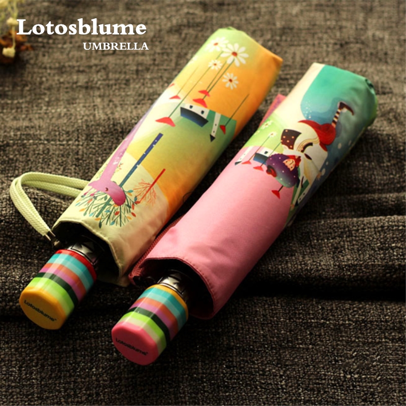 Lotosblume - Parapluie entièrement automatique Anti-UV femme mode dessin imprimé