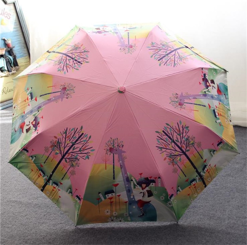 Lotosblume - Parapluie entièrement automatique Anti-UV femme mode dessin imprimé – Image 3