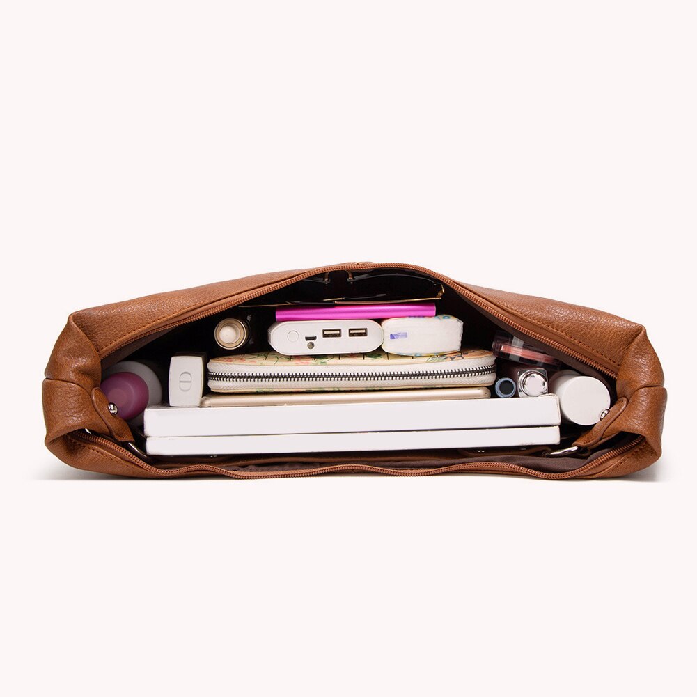 Populaire Simple femme épaule sacs quotidiens décontracté grande capacité épaule fourre-tout dame en cuir PU haut rigide-poignée sac sacs à main 2021 – Image 5