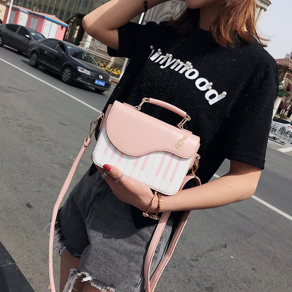 Sac à bandoulière en cuir PU pour femmes, sac à main à motif de Piano mignon, mode dames, sac à épaule, sacoche pochette fourre-tout à rabat, décontracté – Image 4