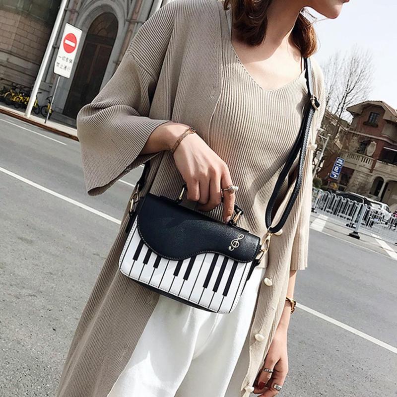 Sac à bandoulière en cuir PU pour femmes, sac à main à motif de Piano mignon, mode dames, sac à épaule, sacoche pochette fourre-tout à rabat, décontracté – Image 2