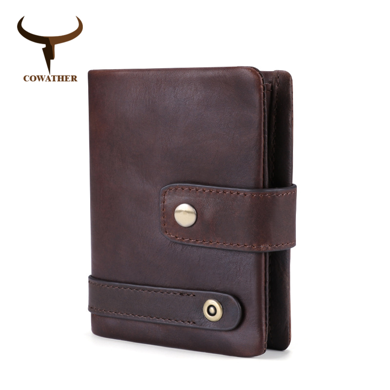 Portefeuille en cuir de vache pour hommes, style court, haute qualité, vintage, design tendance – Image 3