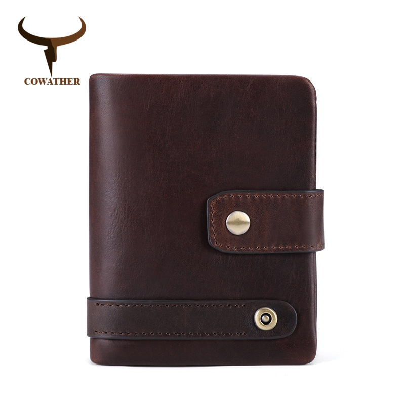 Portefeuille en cuir de vache pour hommes, style court, haute qualité, vintage, design tendance
