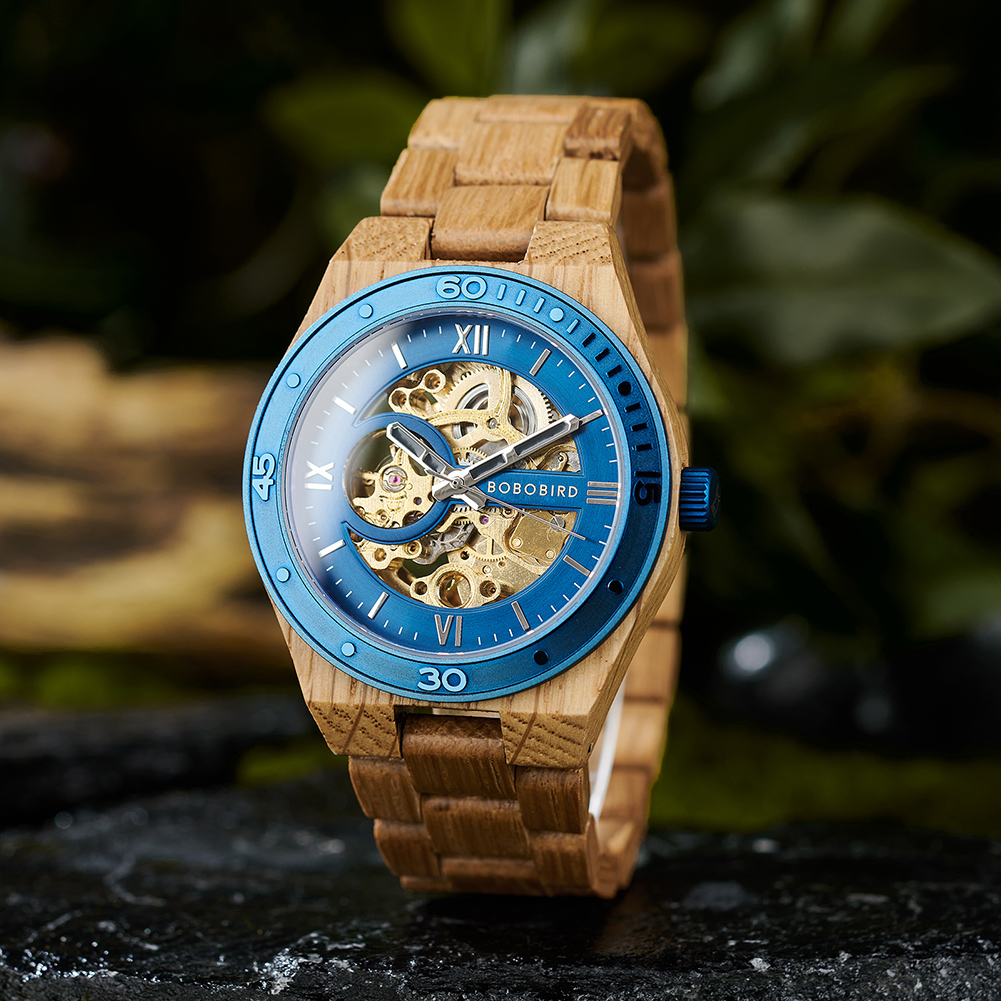 BOBO BIRD-Montre-bracelet en bois pour homme, montre mécanique automatique évidée, cadeau parfait pour la fête des pères, boîte en bois, nouvelle mode, 2023