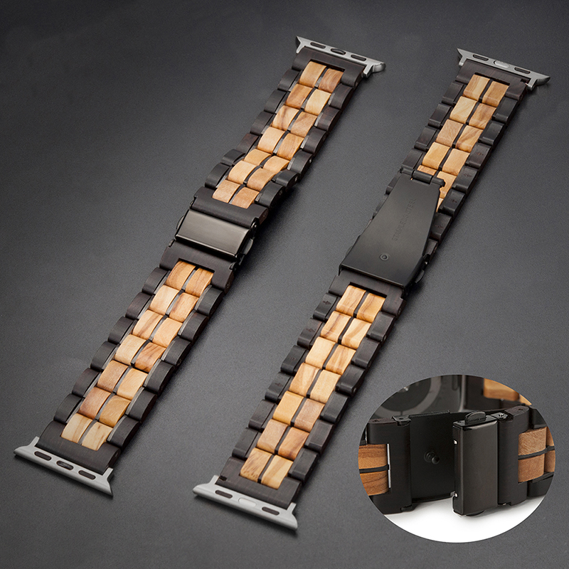 BOBO BIRD-Bracelet en bois pour Apple Watch, acier inoxydable, ultra fin, 4mm, marque supérieure