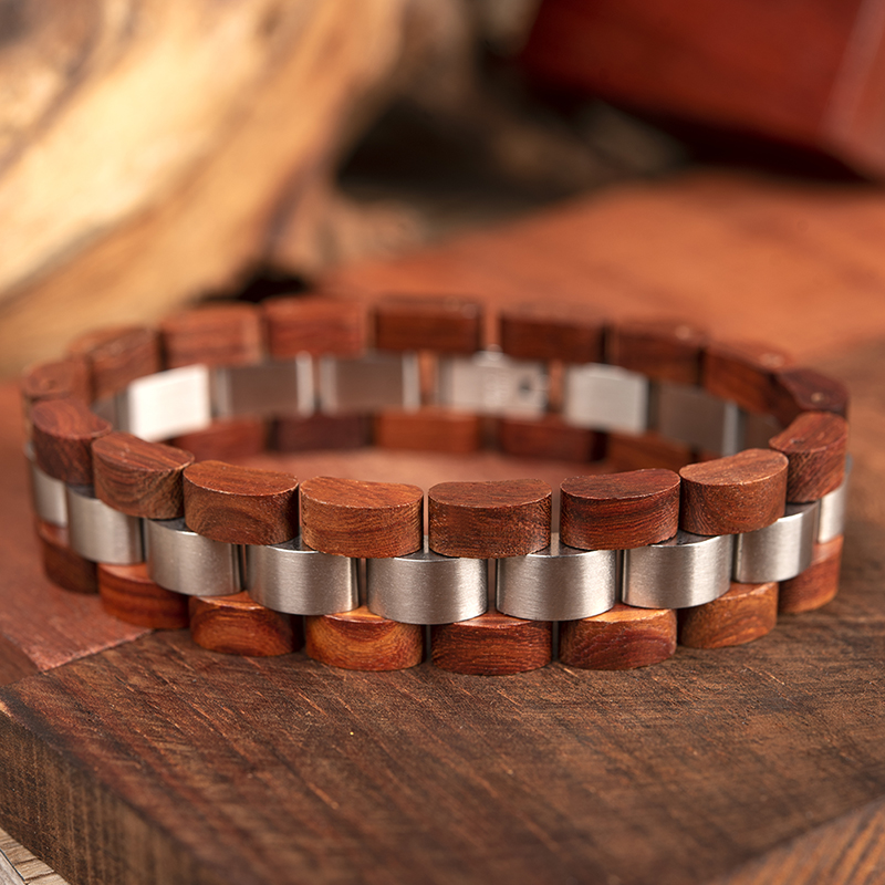 BOBO BIRD-Bracelet en bois coloré pour homme et femme, bracelet en bois pour femme, boîte cadeau, nouveau, S04, S05 – Image 3